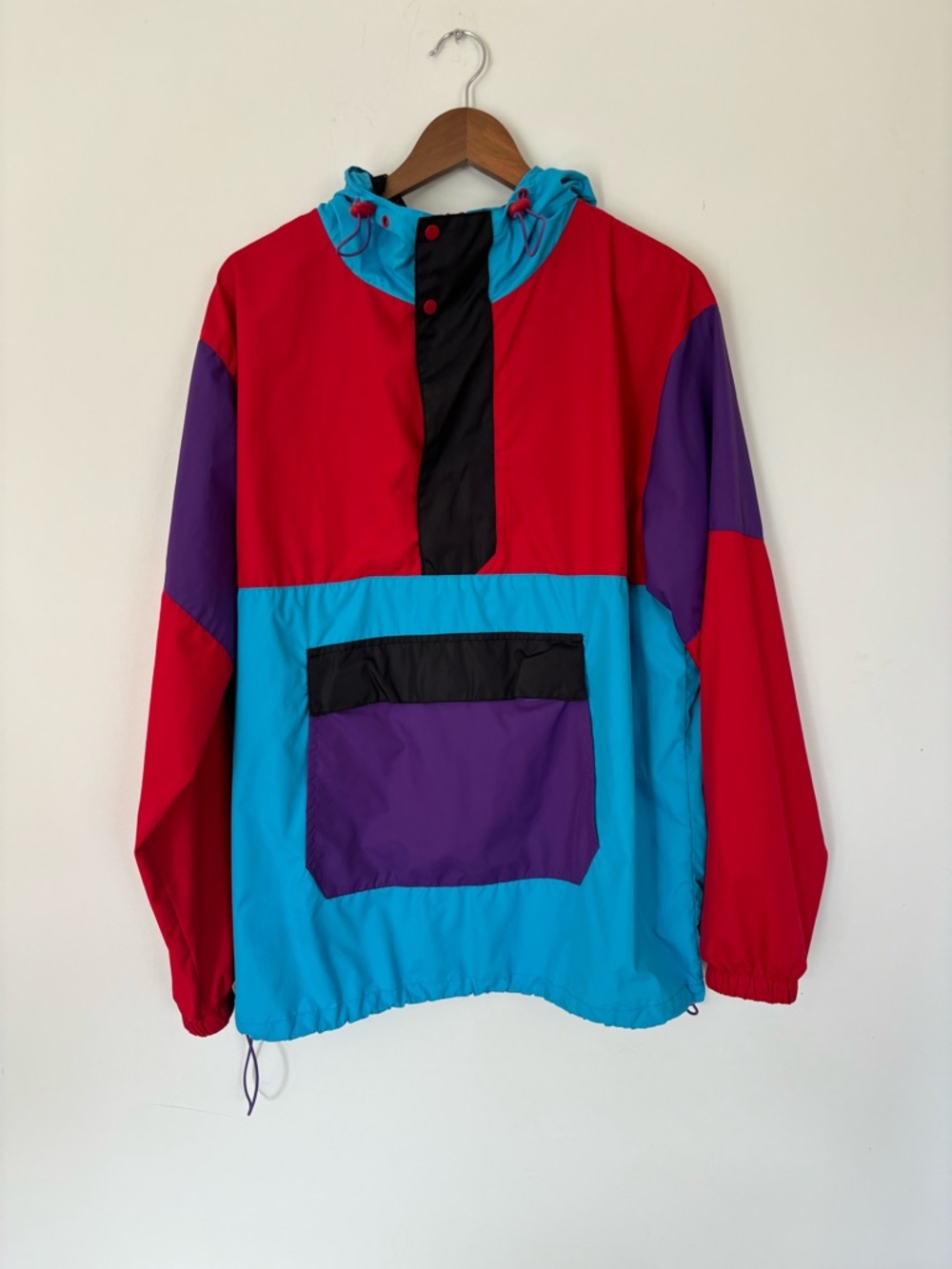 Kolby Black Men’s Colour Block Anorak Windbreaker Medium